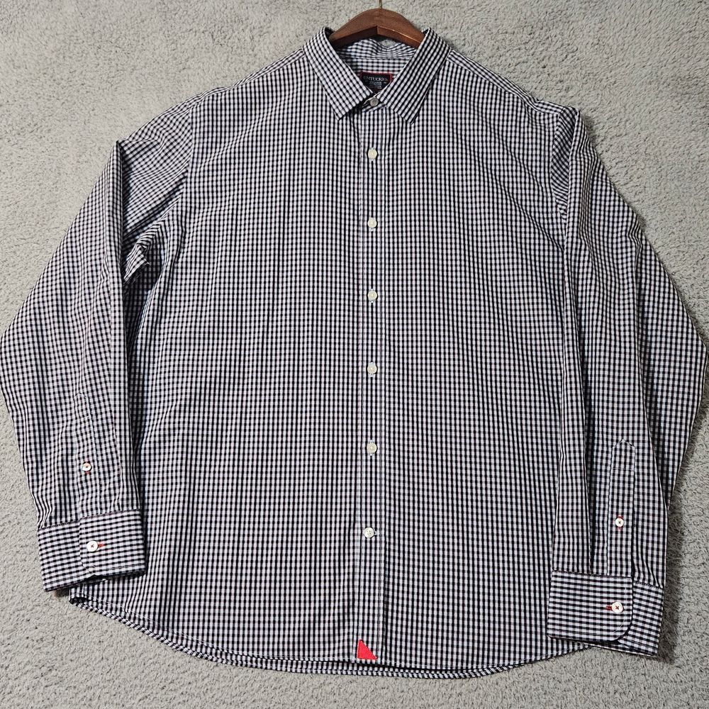 UNTUCKit Pio Cesare Wrinkle Free Blue Check Long Sleeve Button Up Shirt Mens 2XL